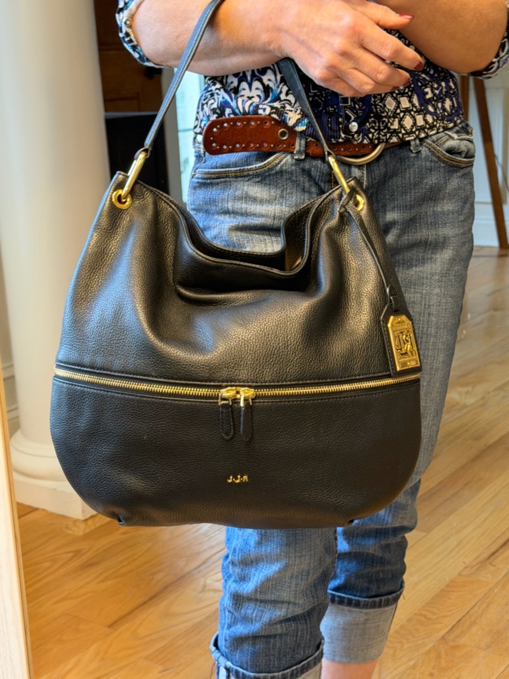 Lauren Ralph Lauren Quiet Luxury Black Leather Hobo Shoulder Bag (VGUC)